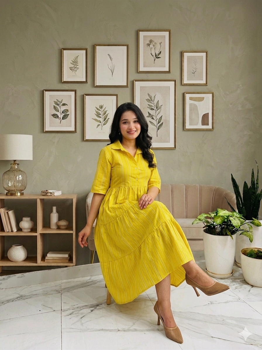 Sunshine Stripe Flowy Midi Dress