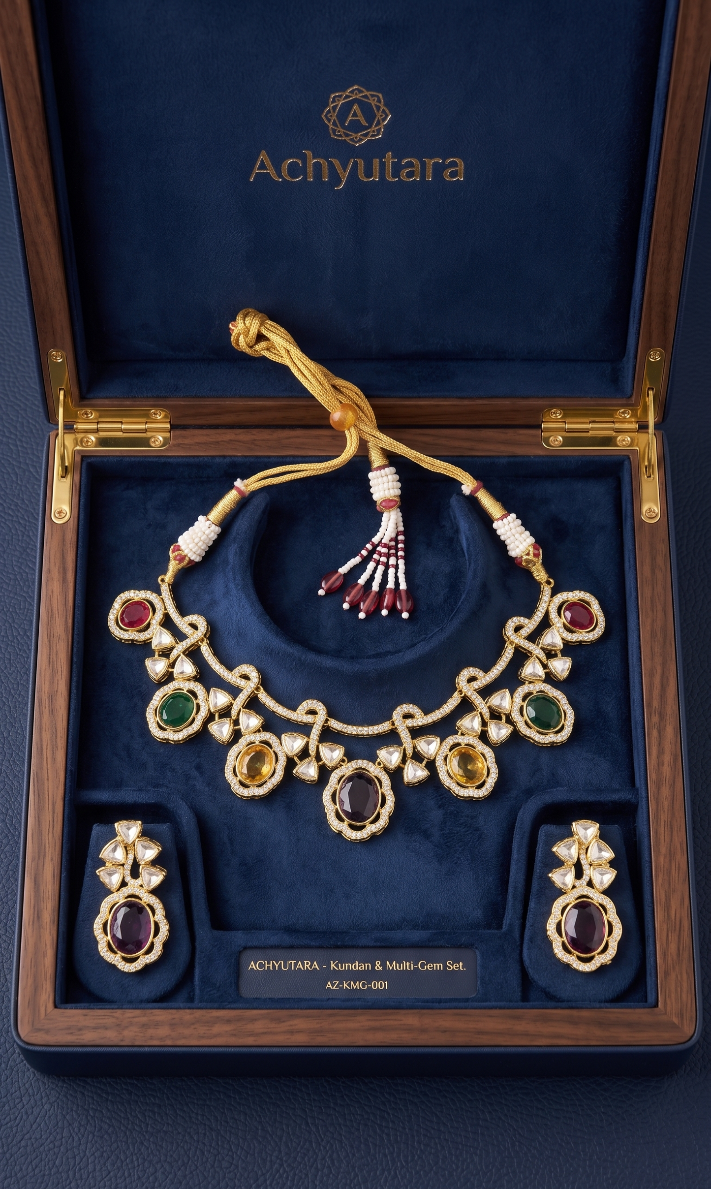 Royal Multicolor Stone Choker Necklace Set