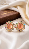 Mehandi Plated Dublet Carry Stone Designer Stud Earrings