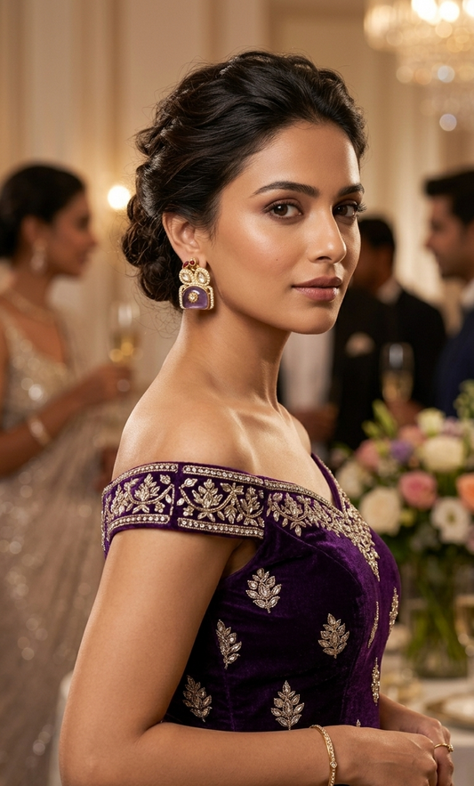 Traditional Gold-Plated Kundan Stone Stud Earrings