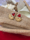 Ruby Red Dublet Statement Stud Earrings for Women
