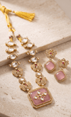 Elegant Kundan Pink Stone Necklace Set with Earrings - Achyutara