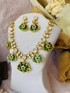 Green Kundan Polki Monalisa Choker Necklace Set with Earrings - Achyutara