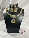 Mehandi Plated Polki Kundan Necklace Set with Glass Stones - Achyutara
