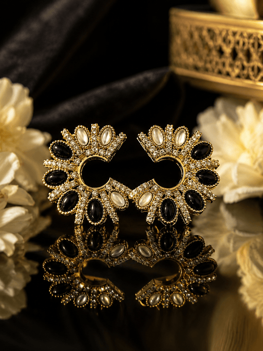Midnight Royale Statement Earrings Black for Women - Achyutara