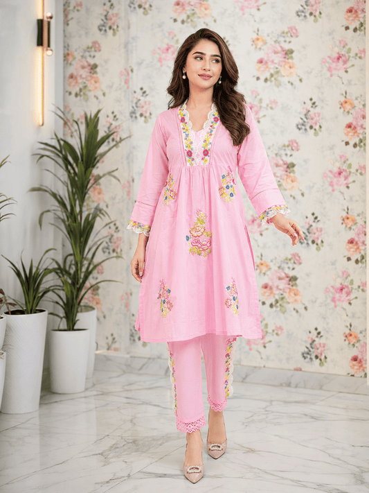 Soft Rose Floral Co-ord Set - Achyutara