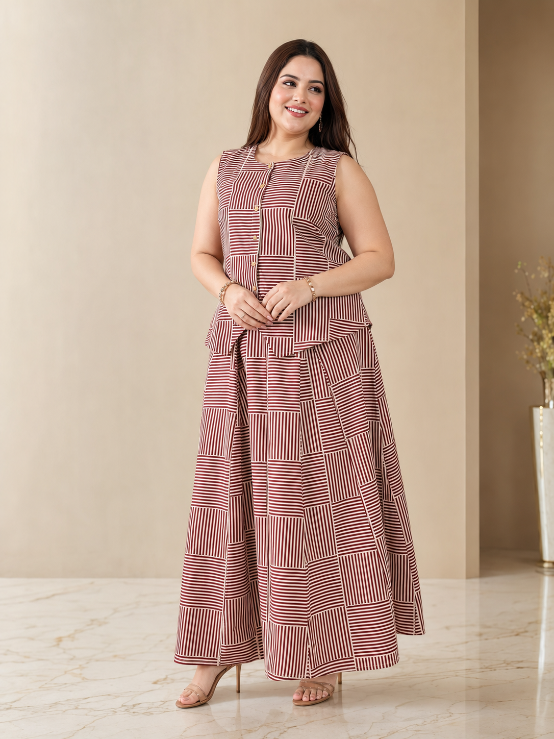 Boho Lines Printed Koti Skirt Ensemble