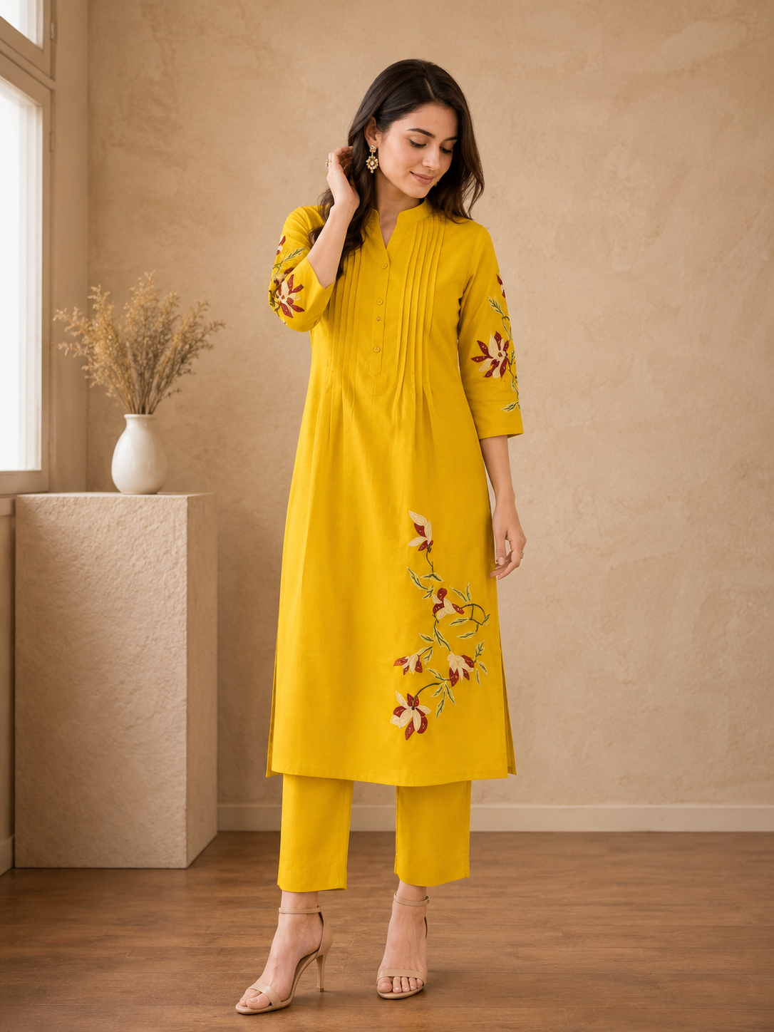 Sunshine Bloom Embroidered Kurta Set