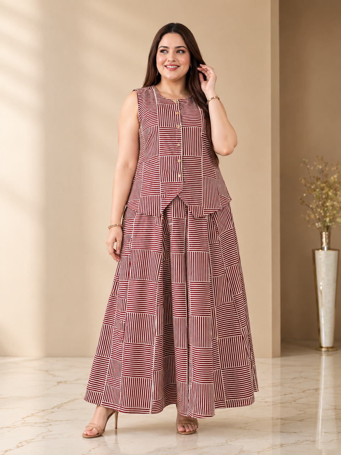 Boho Lines Printed Koti Skirt Ensemble