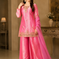 Rosé Glow Embroidered Kurta Palazzo Set