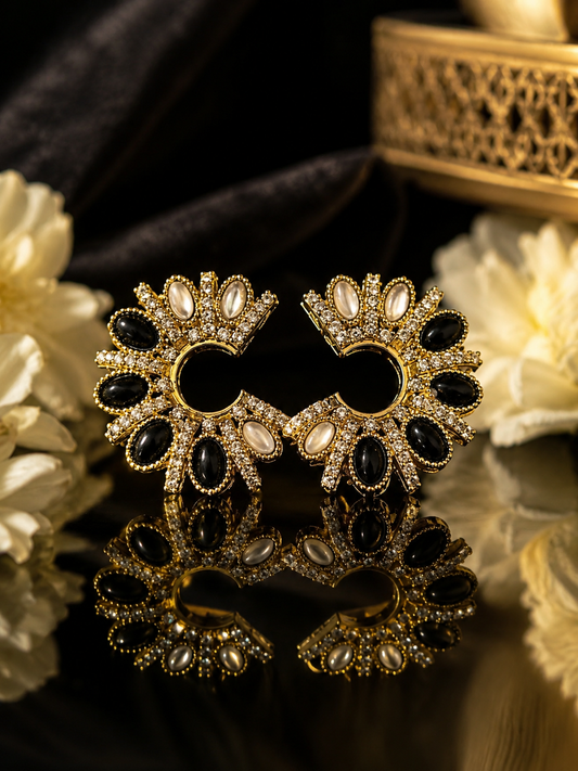 Midnight Royale Statement Earrings Black for Women