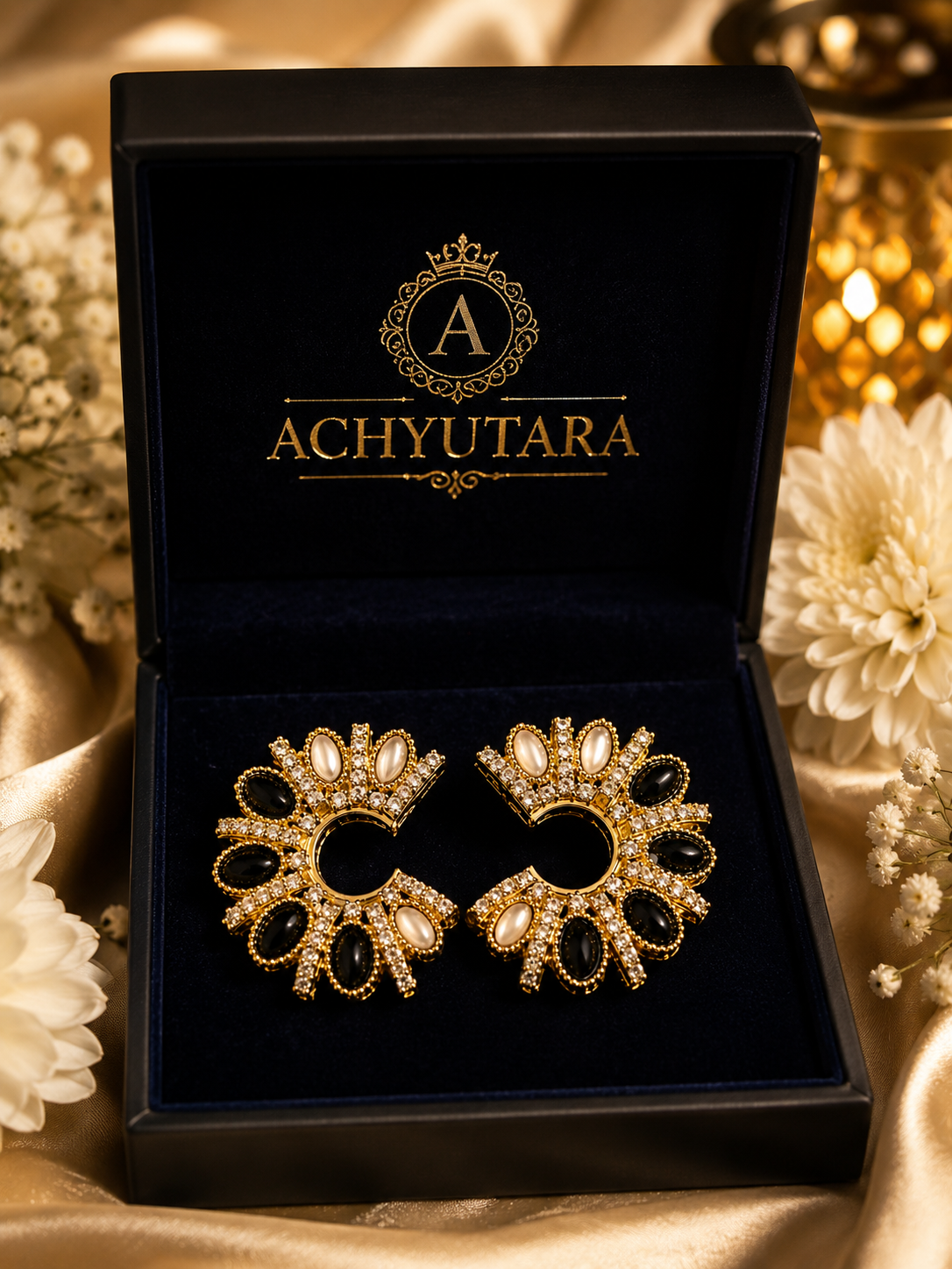 Midnight Royale Statement Earrings Black for Women