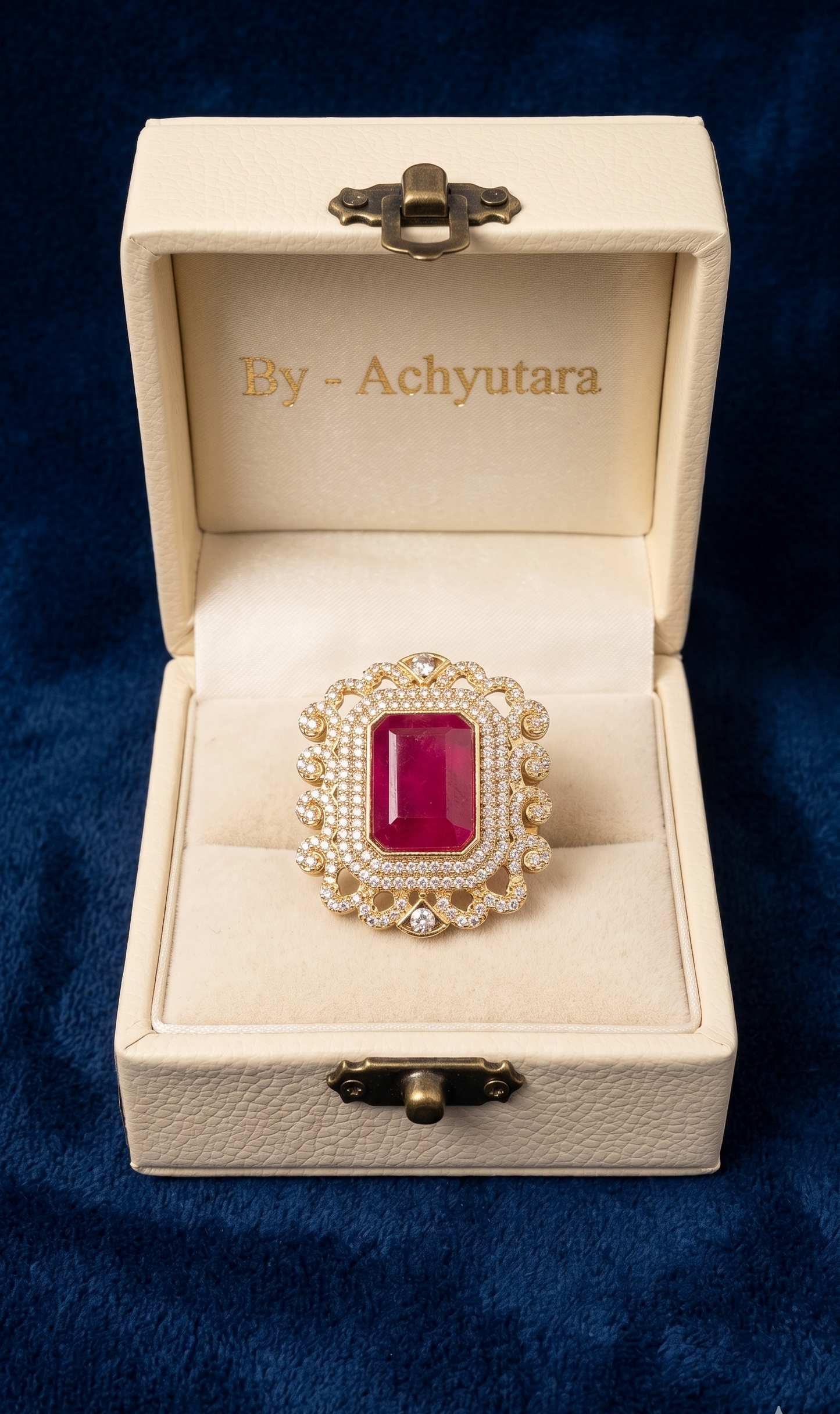 Royal Ruby Stone Adjustable Cocktail Ring