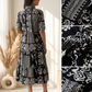Midnight Monochrome Printed Maxi Dress