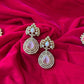 Elegant Pink Teardrop Kundan Statement Earrings for Women