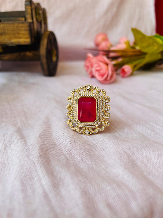 Royal Ruby Stone Adjustable Cocktail Ring
