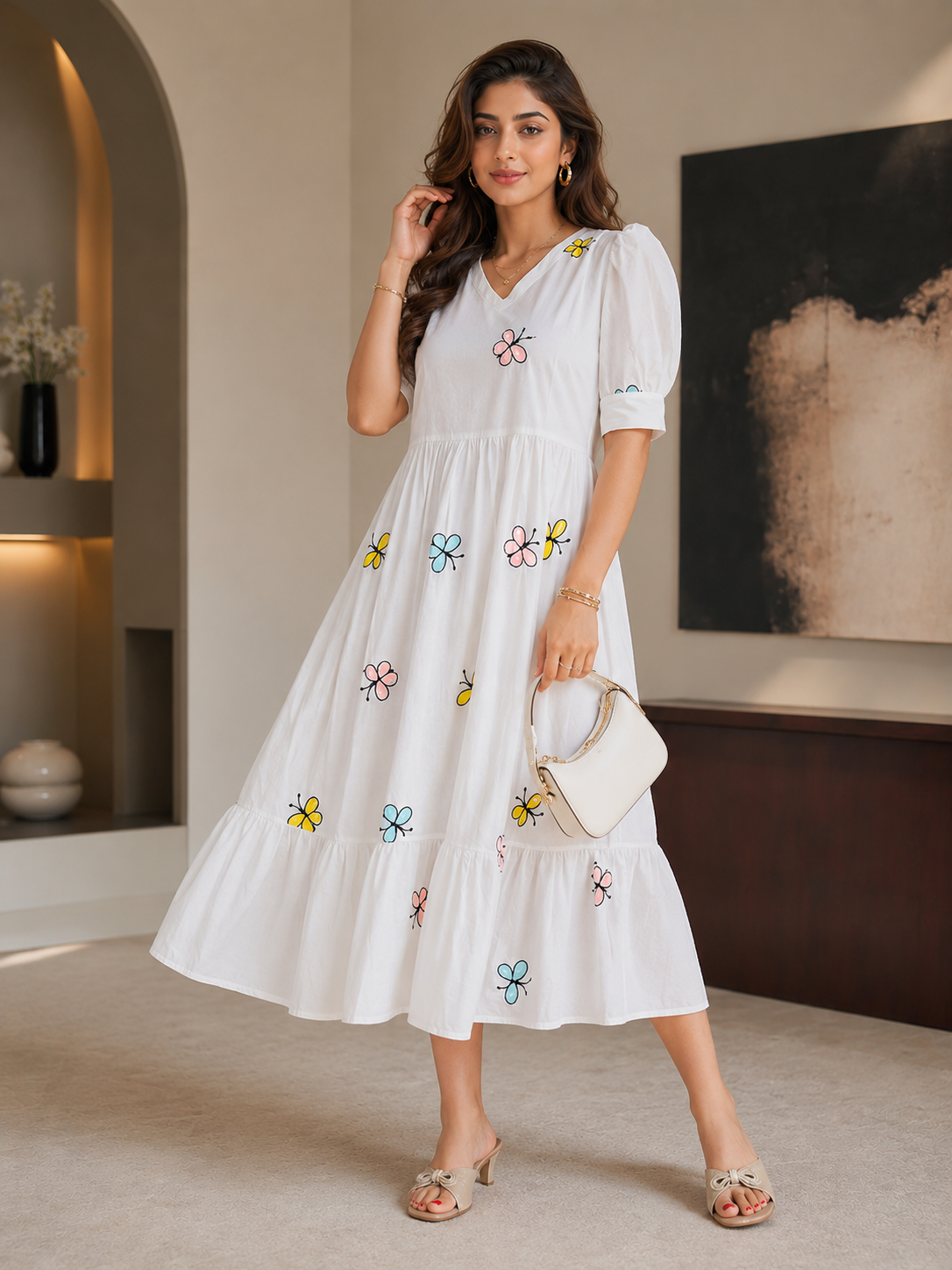 Midnight Butterfly Embroidered Dress