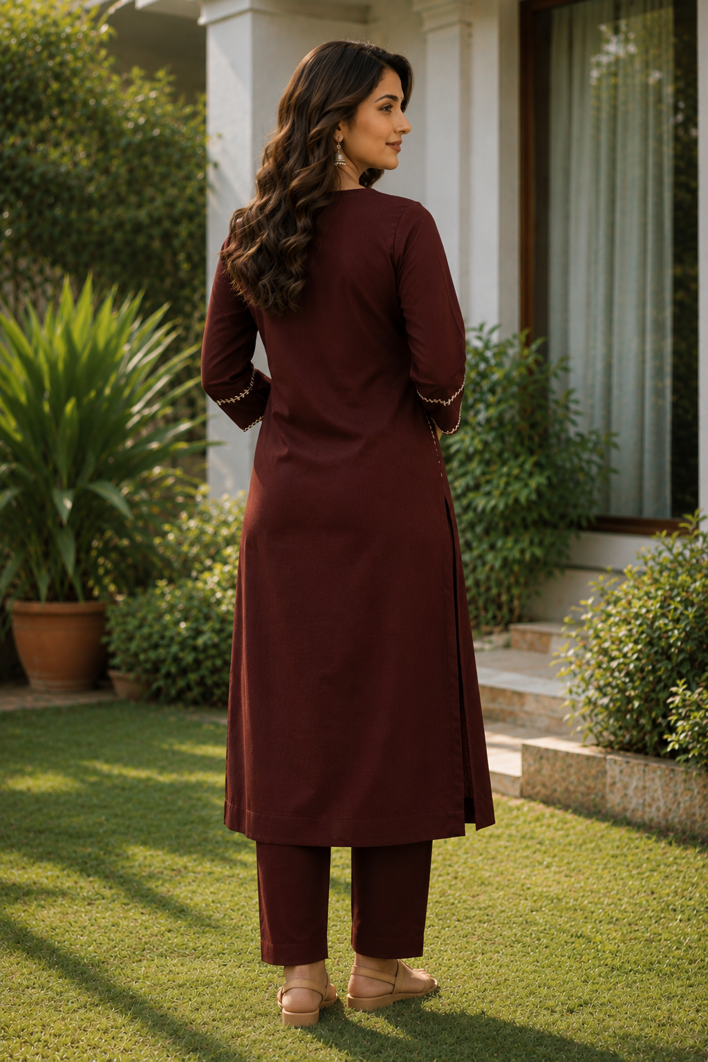 Maroon Elegance Embroidered Kurta Set