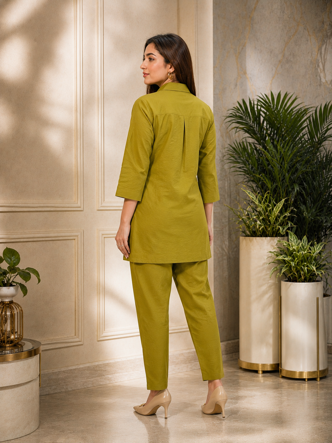 Olive Bloom Embroidered Co-ord Set