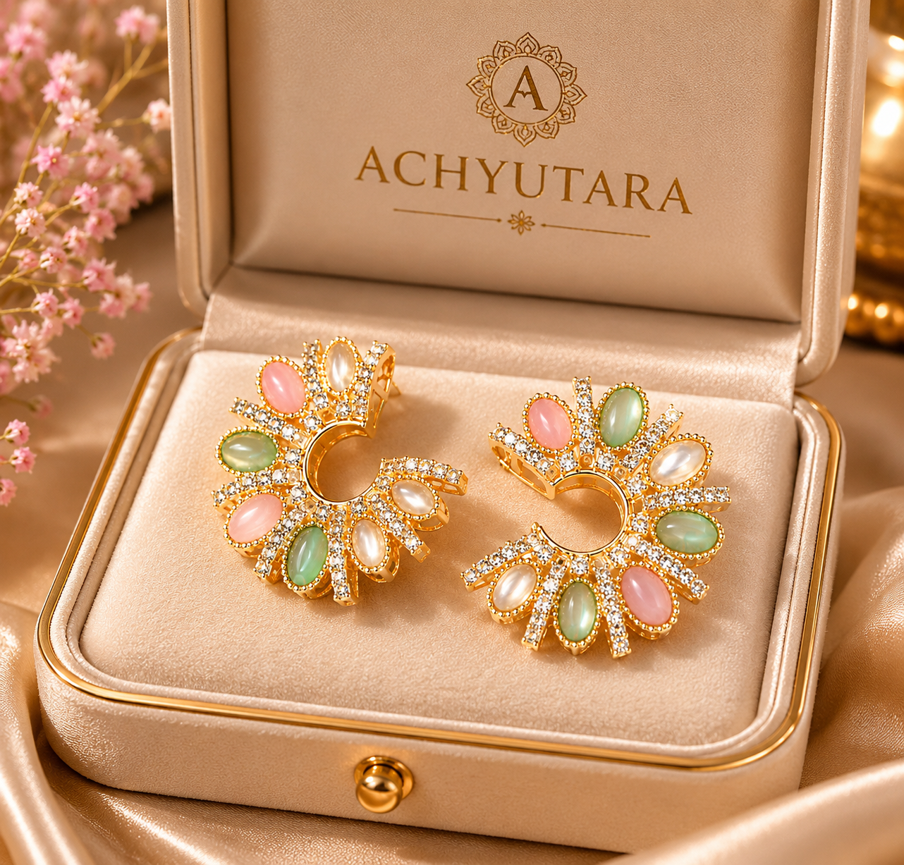 Multicolor Pastel Bloom Statement Earrings for Women