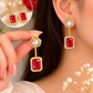 Moissanite Polki Doublet Stone Drop Earrings