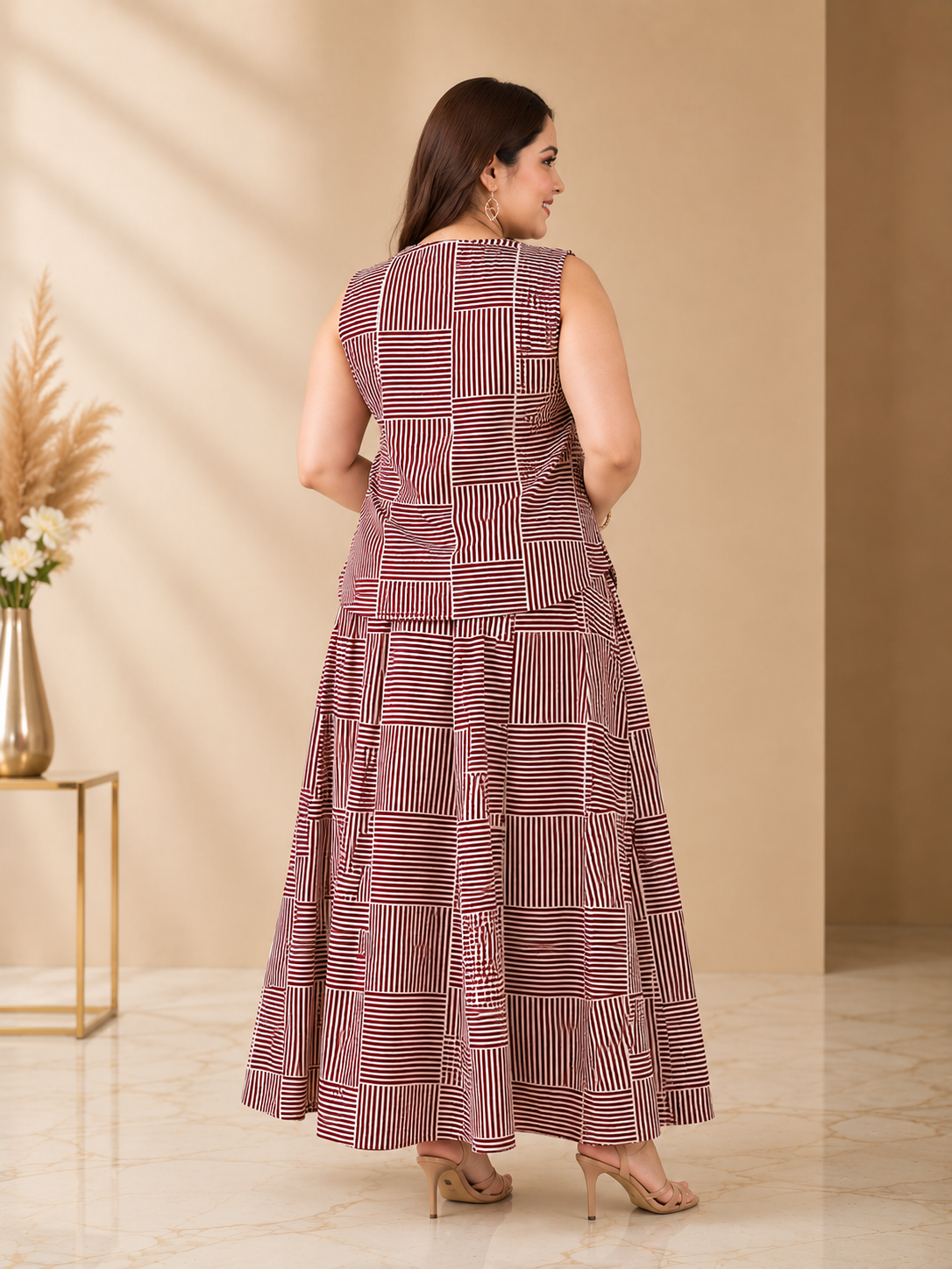 Boho Lines Printed Koti Skirt Ensemble