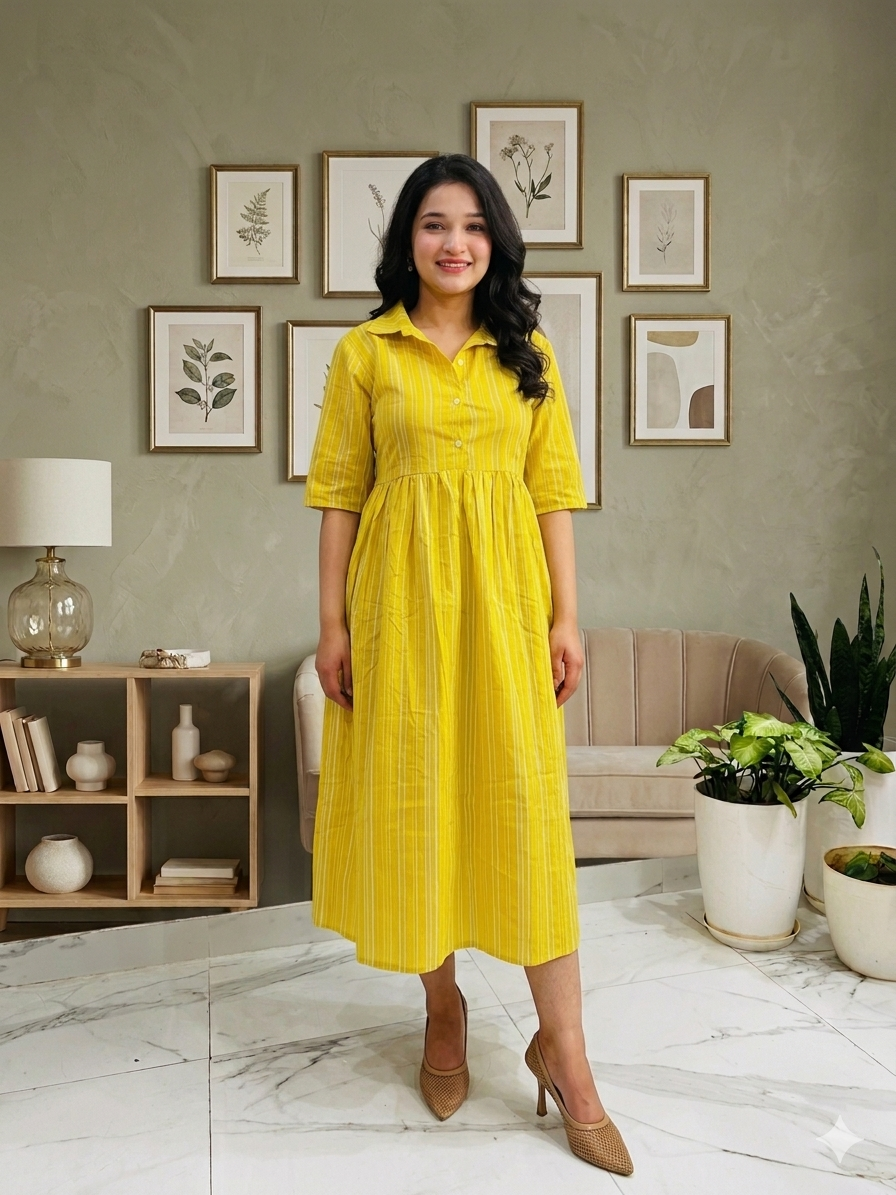Sunshine Stripe Flowy Midi Dress