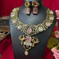 Royal Peacock Design Pink Stone Kundan Necklace Set