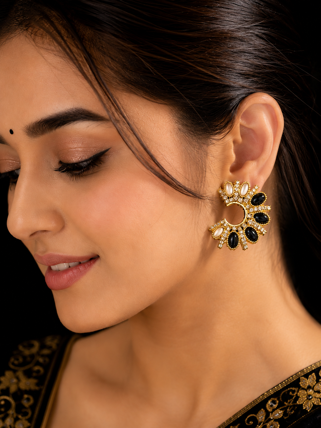 Midnight Royale Statement Earrings Black for Women