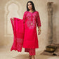 Vibrant Pink Bandhani Printed 3-Piece Kurta Set with Dupatta