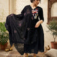 Noir Bloom Embroidered Anarkali Kurta Set