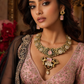Royal Peacock Design Pink Stone Kundan Necklace Set