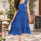 Royal Blue Printed Cotton A-Line Dress for Women