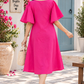 Women’s Multicolor Color Block Flared Sleeve Midi Dress