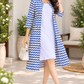 Blue & White Chevron Printed Jacket Dress