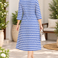 Blue & White Chevron Printed Jacket Dress