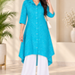 Women’s Turquoise Printed High-Low Shirt