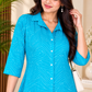 Women’s Turquoise Printed High-Low Shirt