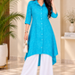 Women’s Turquoise Printed High-Low Shirt