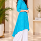 Women’s Turquoise Printed High-Low Shirt