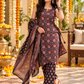 Women’s Black Floral Printed Kurta Pant Set with Dupatta