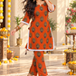 Orange Printed Co-Ord Set with Side Dori & Tassel Detail