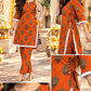 Orange Printed Co-Ord Set with Side Dori & Tassel Detail
