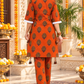 Orange Printed Co-Ord Set with Side Dori & Tassel Detail