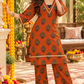 Women’s Rust Orange Printed Kurta Palazzo Set