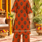 Women’s Rust Orange Printed Kurta Palazzo Set