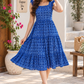 Royal Blue Printed Cotton A-Line Dress for Women