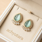 Mint Green Teardrop Crystal Halo Stud Earrings for Women