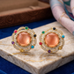 Mehandi Plated Dublet Carry Stone Designer Stud Earrings