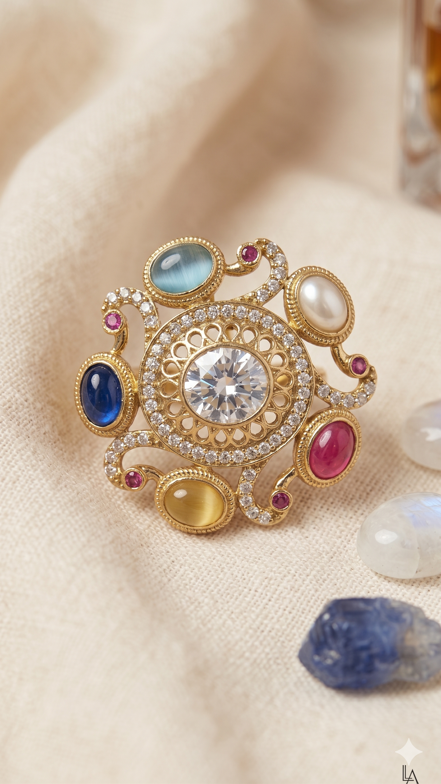 Luxury Navratna Style Statement Ring for Women